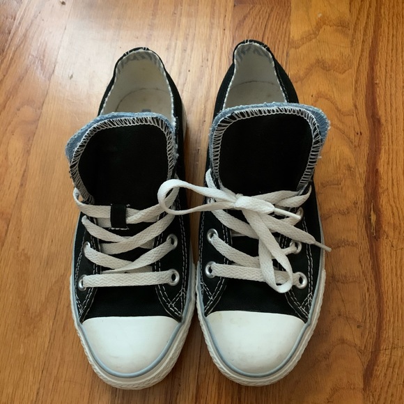 Black Double Tongue Converse - Picture 2 of 10